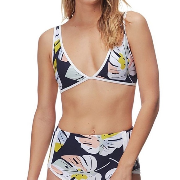 L*Space Blue, Yellow, Pink Palm Leaf High Waisted Bikini - Picture 13 of 13